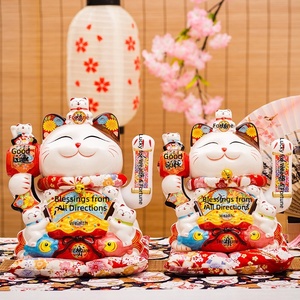 Grand chat porte-bonheur en céramique, agitant la main électriquement, nouveau style chinois, décoration d'ouverture, présentoir <span class=keywords><strong>de</strong></span> caisse enregistreuse - Product Image 4