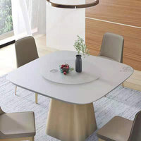 Fccexeon — ensemble de chaises 6 places, Table à manger ronde avec Centre rotatif