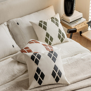 Geometric Diamond PU Pillow <strong>Cover</strong> Modern Splicing Minimalist Style Sofa Pillows <strong>Cushions</strong> <strong>Cover</strong> <strong>Without</strong> Core - Product Image 2
