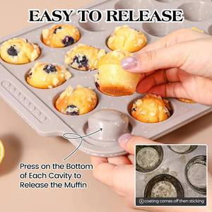 MUYULINS Factory Beige 24-Cup LFGB Non-Stick BPA Free Metal Reinforced Frame <b>Silicone</b> Mini Cake Pan Muffin <b>Tray</b> <b>Baking</b> Mold - Product Image 4