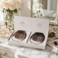 Lot de 2 franges naturelles invisibles en cheveux Remy, style décontracté, marron foncé/clair, par Senmu Beauty