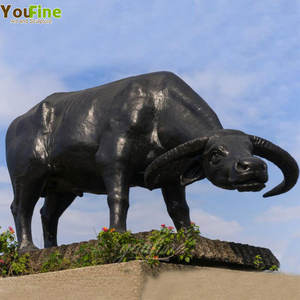 YOUFINE Gerçek Boyutta Metal Hayvan Dökümü Metal Bronz Bufalo Heykeli - Product Image 3