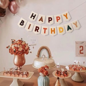 Großhandel Umweltfreundliche Filzgirlande für Jungen- und Mädchenpartys, Einfach zu Hängende Dekoration für Fenster, Tür, Kaminsims, Alles Gute zum Geburtstag - Product Image 5