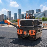 Rouleau compacteur vibrant mini 800 kg à double tambour, autoporté, pour routes, avec certifications CE/EPA