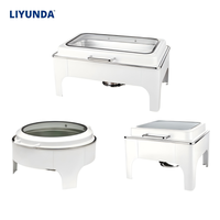 Chauffe-Plats Buffet Liyunda Rond/Carré/Rectangulaire Blanc/Noir – Ensemble de Plats de Présentation pour Mariages et Traiteurs