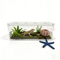 Terrarium en acrylique pour reptiles avec couvercle coulissant ventilé, habitat transparent en acrylique pour lézards, geckos, petits invertébrés