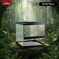 Terrarium carré en verre écologique élégant, double porte battante, base étanche pour lézard, serpent, tortue, style classique, utilisation en intérieur