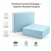 Boîte d'expédition en carton ondulé recyclable bleu clair personnalisée avec bande de déchirement à fermeture éclair, ouverture facile, logo imprimé sur mesure