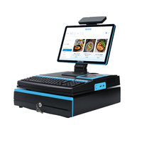 Mesin kasir POS sistem POS layar sentuh, mesin pencetak uang tunai semua dalam satu 15.6"