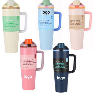 Bouteille d'eau isolée en acier inoxydable de 32oz avec couvercle à poignée en paille Bouteille d'eau de sport sans BPA idéale pour voyage sur la route noire - Product Image 5