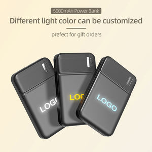 Batterie portable ultra-mince 10W avec logo LED personnalisé, batterie Li-Polymère 5000mAh, Type-C/Micro USB, pour cadeau, certification RoHS - Product Image 2