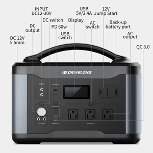 <b>Portable</b> 1500 Watt Power Station Pure Sine Wave External Battery Car Source <b>Jump</b> Wireless Charging Remote MPPT - Product Image 2