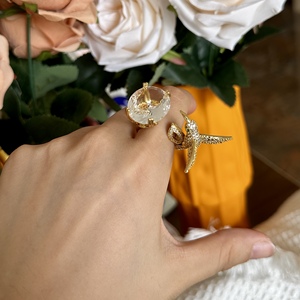 Hot Bán Vòng Đồ Trang Sức Chim Hình Dạng Micro Chèn Đầy Đủ Zircon Đá Quý Và Kim Cương Lớn 18K Mạ Vàng Đá Quý Nhẫn Phụ Nữ - Product Image 5