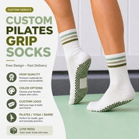 Chaussettes de sport personnalisées pour jeunes et femmes, antidérapantes, respirantes, tricotées à rayures, avec logo, écologiques, pour Pilates, Yoga et Gym, collection Printemps