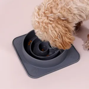 ペット製品ペットスローフィーダー猫犬ボウルなめるマットシリコンペットフィーダー吸引ボウルマット健康的な食事ダイエット犬ボウル