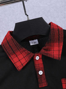 Venta al por mayor de ropa de Primavera de manga larga para niños, Camisa de franela para niños, ropa de franela superior a cuadros rojos para niños - Product Image 3