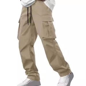 Été Nouveau <span class=keywords><strong>Pantalon</strong></span> <span class=keywords><strong>cargo</strong></span> multi-poches à cordon plat pour hommes - Product Image 5