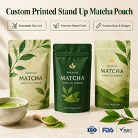 Sachet refermable personnalisé en aluminium écologique, résistant à l'humidité, de qualité alimentaire, pour poudre de matcha et café