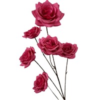 Hochwertige, realistische, handgefertigte einzelne rosa und rote Seidenrosen (6 Blütenköpfe) als künstliche Blumen für Hochzeitsdekorationen und Muttertag – Großpackung