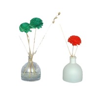 Bouteille diffuseur de parfum vide en bois mat personnalisée avec bâtonnets en rotin et fleurs séchées – Contenant désodorisant d'intérieur