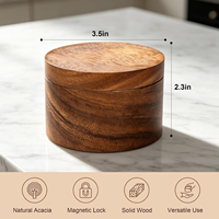 Boîte à sel en bois d'acacia avec couvercle magnétique, petite boîte en bois, boîte à sel en bois d'acacia