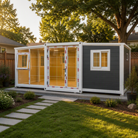 Maison conteneur extensible premium 20/40FT avec revêtement gris, pour maisons d'hôtes temporaires compactes, studios de jardin et logements secondaires