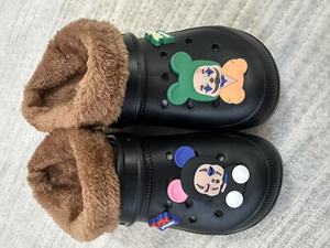 Cartoon Bear Decor Clogs Summer <b>Sandals</b> And Winter Furry Lined Slippers Great For Wedding Favors Indoor Outdoor Use - Product Image 5