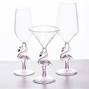 卸売高ホウケイ酸フラミンゴchampamgnガラスゴブレットファッション赤ワイングラスカクテルカップ