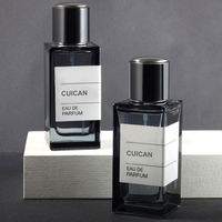 Flacon de Parfum Carré en Verre Personnalisé OEM, Rechargeable, 30ml 50ml 100ml, Rectangulaire Vintage Portable Vide, Noir, avec Bouchon en Plastique