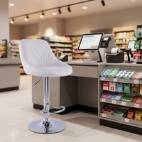 Tabouret de bar pivotant pour la maison, siège en cuir matelassé losanges, hauteur réglable, avec support de pieds en métal