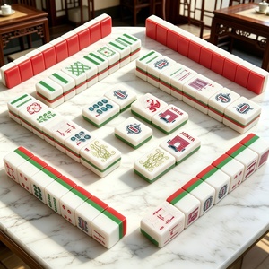 ESC Luxury Red Modern American Mahjong, tuiles en acrylique à 4 couches avec 160 cartes, jeu pour 4 joueurs et idée cadeau de Noël - Product Image 1