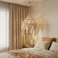 Magnifique abat-jour en macramé à franges rouges, articles de tapisserie murale, décorations pour cadeau de luxe de pendaison de crémaillère