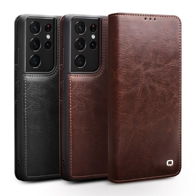 Luxury Real Leather Flip Card Wallet Back Cover Phone Case for Samsung S21 Plus S22 S23 S24 25 26 Ultra iPhone 17 pro max