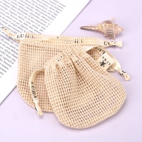 Sac de nettoyage de savon en maille de coton de haute qualité Offre Spéciale d'usine pochette à savon en maille naturelle personnalisée avec cordon de serrage
