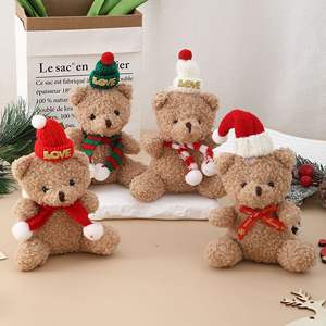 Novo Atacado Dos Desenhos Animados De Natal Bonito Bonecas Urso Tampas Vermelhas Tampas Verdes Cachecóis Arcos Teddy Bear Dolls Presente de Natal das Crianças - Product Image 1