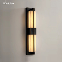 Nouvelle applique murale en cuivre de style chinois avec abat-jour en marbre pour salon, couloir, chambre et entrée - Ambiance orientale moderne