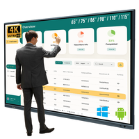 IKINOR 98 İnç 20 Noktalı Dokunmatik 4K IFPD İnteraktif Akıllı Tahta Parlama Önleyici Cam Intel Core I3/i5/i7 Okullar ve Sınıflar için