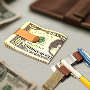 Nhà Máy Tùy Chỉnh Kim Loại Tiền Mặt Clip U-Hình Dạng Cơ Sở Trống Với Da Bọc Vàng Bạc Brass Mạ Bán Buôn Ví Thay Thế - Product Image 5