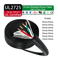 Kabel Otomotif 4-Konduktor UL2725 Berpelindung Ganda Khusus 26awg+28awg Tembaga Berlapis Timah Berisolasi PVC 80 30V Sinyal USB2.0 Data