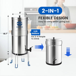 Filtre à <span class=keywords><strong>eau</strong></span> par gravité 2,25 gallons en acier inoxydable 304 avec charbon actif, purificateur manuel de comptoir, sans danger pour les aliments, pour usage domestique, commercial, hôtelier et automobile - Product Image 3