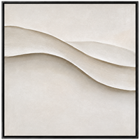 Peinture sur toile minimaliste à ondes organiques sculpturales, art mural texturé 3D monochrome blanc pour la décoration d'hôtel, de spa et de villa