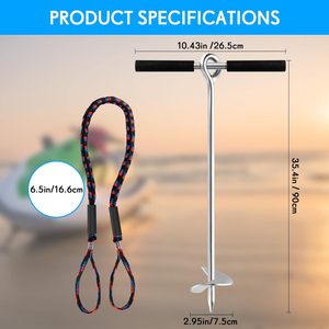 AMBITION Ancre à sable Tarière pour plage et banc de sable Ancre à vis en acier inoxydable avec poignée amovible Ancre à sable pour bateau - Product Image 2
