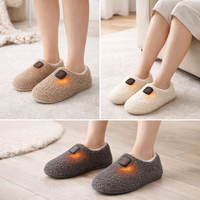 Pantoufles chauffantes sans fil, chaussures chauffantes rechargeables avec batterie 2500 mAh pour la maison et le bureau