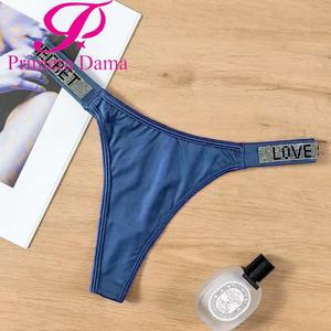 Da donna Sexy Pantaleta Tipo Tanga Diseño En Cintura Con Pedreria artificiale En Ambos Lados Algodón Puente En Variedad De Colores - Product Image 1