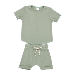 All'ingrosso Del Bambino Appena Nato Insieme Dei Vestiti del Cotone Tessuto Waffle Bambini Bicchierini di Estate Del Bambino Insieme Dei Vestiti del Ragazzo - Product Image 3