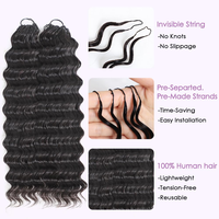 Extensions de cheveux humains au crochet, pré-séparées et pré-bouclées, Deep Wave, pour femmes, avec nœuds miracle