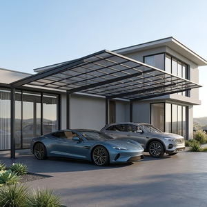 Abri de voiture en aluminium à double cantilever, toit en polycarbonate anti-UV, abri pour véhicule - Product Image 1
