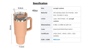 RTS热30盎司40盎司保温杯带手柄厂家直供可定制图案和标志现货水瓶 - Product Image 5