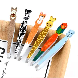 Factory Private Label Makeup Eyebrow Clip Kit 6 style Cute Animal Eyebrow Tweezers Tools Baby Hair Remover Tweezers