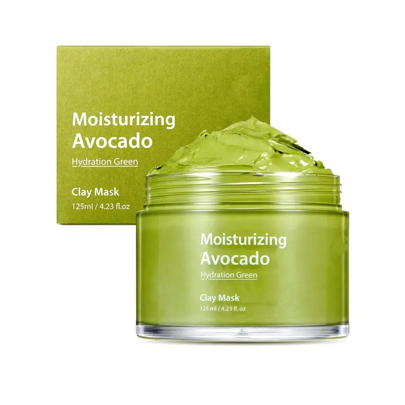 Feuchtigkeit spendende Avocado Kaolin Ton maske mit Cen tella Aloe Hyaluron säure zur Akne behandlung Mitesser Entfernen Sie die vegane Gesichts schlamm maske